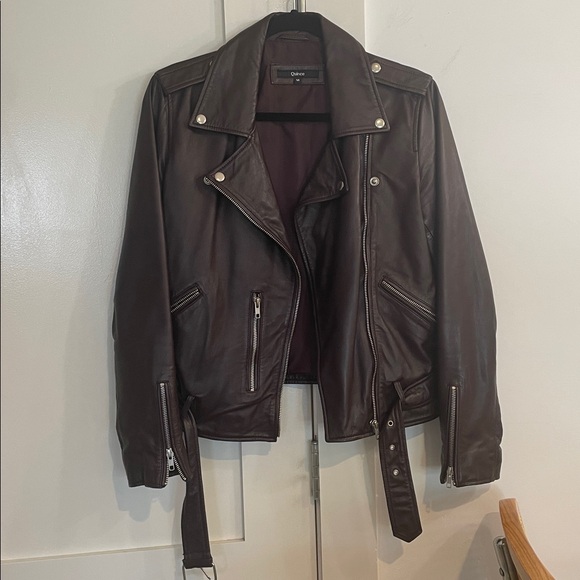 Quince 100% sheep Leather Motorcycle Jacket, color port , size medium - Picture 3 of 12